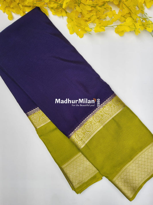 SEMI CREPE SILK SAREE PURPLE MEHANDI