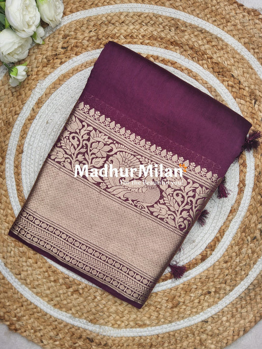 DISPUR SILK SAREE 10 INCH BORDER SAREE WINE
