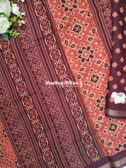 BAGRU PRINT KAJU SILK SAREE RUST