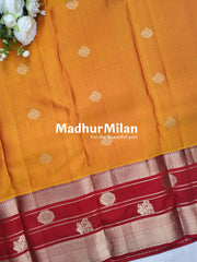 KANCHI BUTTA BENTEX BORDER SAREE GOLDEN YELLOW RED