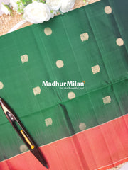STRIPES BORDER BUTTA SOFT SILK SAREE GREEN PEACH