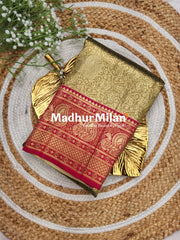 APSARA TISSUE SILK SAREE GOLDEN BROWN PINK