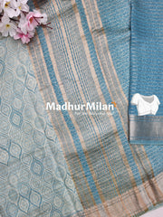 ASSAM SILK PRINTED SAREE DUSTY RAMA