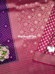 INAAYA BANARASI BLOOMS SAREE PURPLE PINK