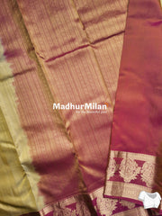 BENTEX BIT BUTTA 6 LINE CHECKS BORDER SAREE LIGHT IVORY BRICK