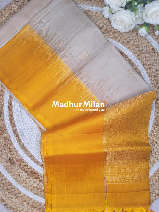 UPPADA SOFT SILK SAREE BEIGE YELLOW