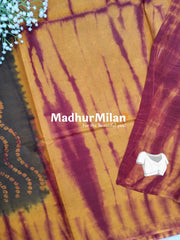 CHUNADI BATIK PRINTED COTTON SAREE BROWN