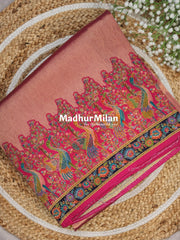 BANARASI ALFA MEENA WEAVE SAREE PINK