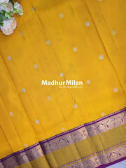 KANCHI BUTTA BENTEX BORDER SAREE YELOW PINK