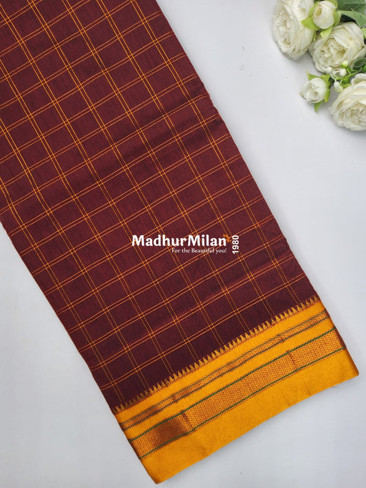 ILKAL BOX CHECKS SAREE RUST