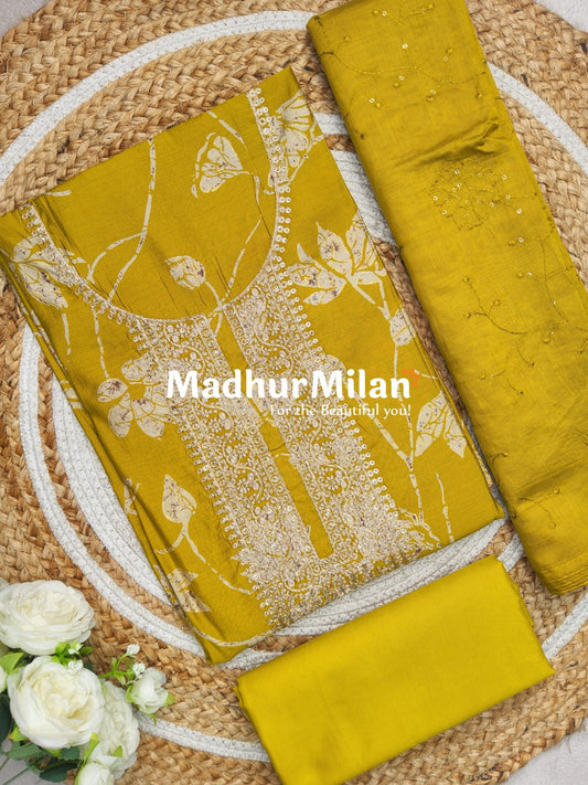 INIRA FLORAL PRINTS SALWAR SUIT MUSTARD YELLOW