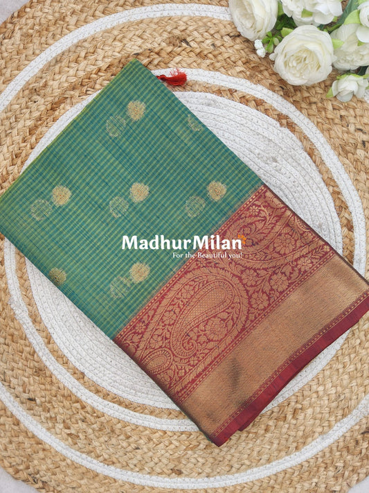 BANARASI KORA SILK SAREE GREEN