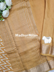 ZIG ZAG PRINT ASSAM SILK SAREE YELLOW