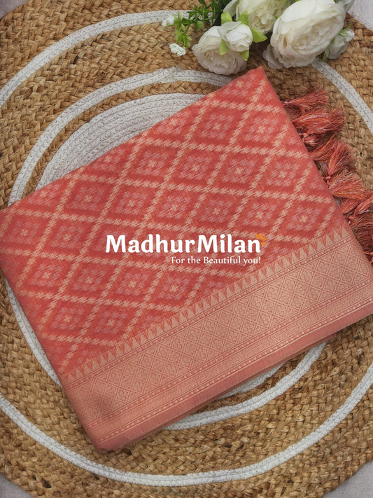 KORA COTTON SAREE PEACH