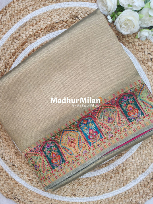 BANARASI GOLD TISSUE MEENA WEAVE SAREE OLIVE