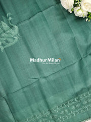 PEACOCK SILK SEMI TUSSER SAREE GREEN