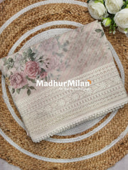 JUTE KOTA EMBROIDERY WORK SAREE DUSTY ROSE PINK