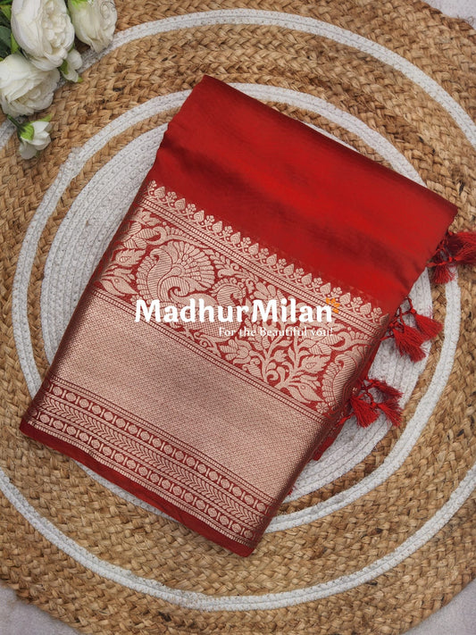 DISPUR SILK SAREE 10 INCH BORDER SAREE RED