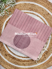 SUTI STRIPED BUTTA BORDER WEAVING COTTON SAREE DUSTY PINK