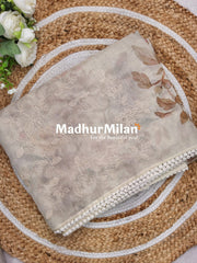 GOLD TISSUE EMBROIDERY WORK SAREE DUSTY GOLD