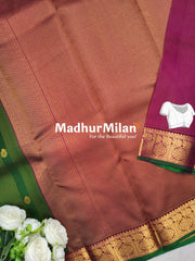 KORVAI CHECKS BUTTA BORDER SAREE GREEN MAROON