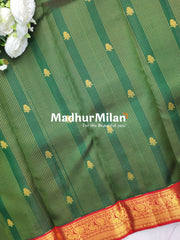 KORVAI CHECKS BUTTA BORDER SAREE GREEN RED