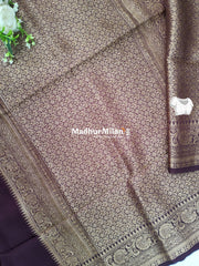 BANARASI BAMBO0 RAW SILK SAREE WINE