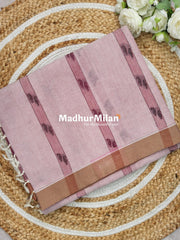 SUTI PIN STRIPES BORDER COTTON SAREE PINK