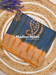 CHUNADI BATIK PRINTED COTTON SAREE BLUE