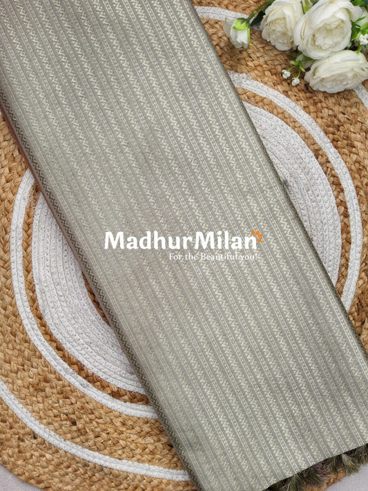 BANARASI TANCHOI ZARI WOVEN SAREE PEWTER