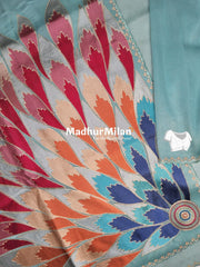 FLORAL EMBROIDERY TISSUE ORGANZA SAREE DUSTY RAMA