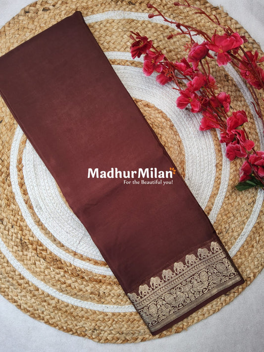 MISAKI BANARASI CREPE SILK SAREE COFFEE BROWN