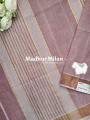 STRIPE LINES COTTON SAREE DUSTY RUST