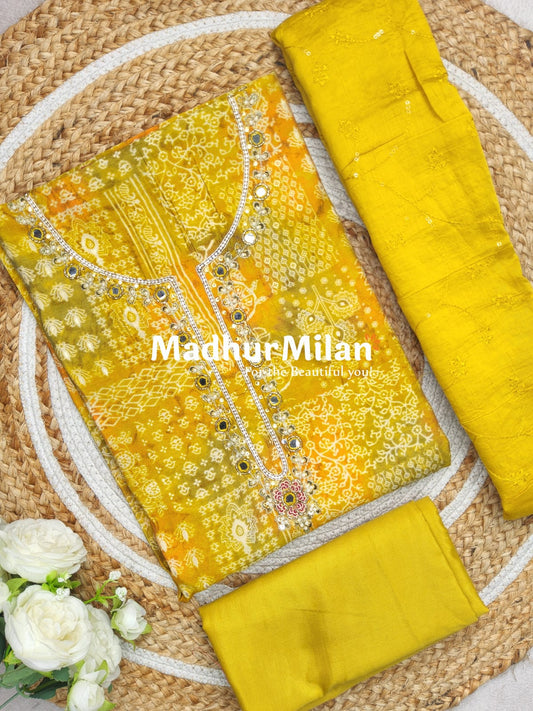 INIRA FLORAL PRINTS SALWAR SUIT SET MUSTARD YELLOW