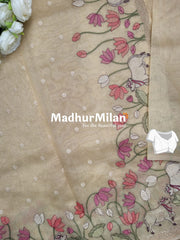 LENIN TISSUE WORK SAREE DUSTY GOLD