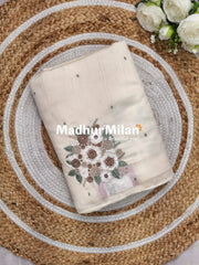 SATTVA RAW SILK EMBROIDERY WORK SAREE CREAM