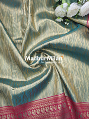 KALANJALI TISSUE SILK SAREE DUSTY GREEN PINK