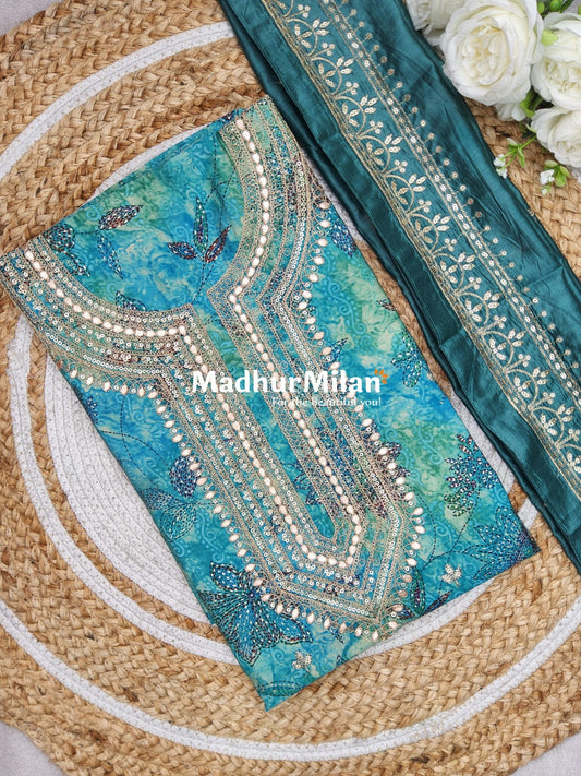 UIQUE MASLIN UNSTITCHED SALWAR SUIT RAMA