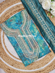 UIQUE MASLIN UNSTITCHED SALWAR SUIT RAMA