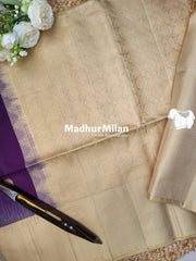 STRIPES BORDER BUTTA SOFT SILK SAREE WINE CREAM
