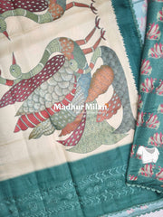 PEACOCK SILK SEMI TUSSER SAREE GREEN