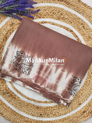 CHUNADI BLOCK PRINTED COTTON SAREE BROWN