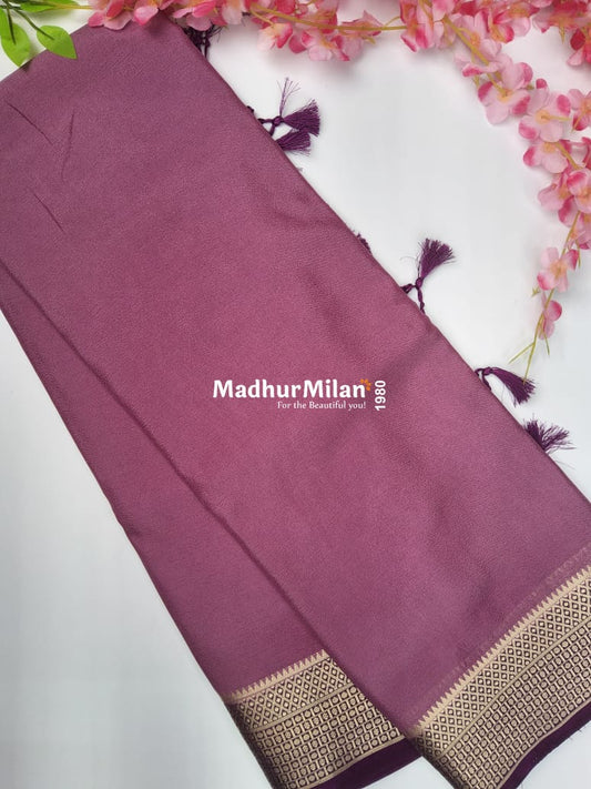 SEMI CREPE SILK SAREE ONION PURPLE