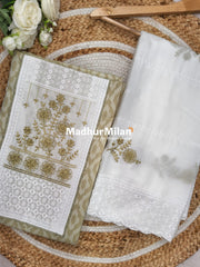 JAQUARD BEAUTY UNSTITCHED SALWAR SUIT DUSTY SEA GREEN