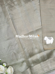 RESHAM SILK WEAVING SAREE DUSTY LIGHT PISTA