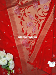 SUNFLOWER MALAI SILK SAREE BRIGHT RED