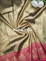 APSARA TISSUE SILK SAREE GOLDEN BROWN PINK