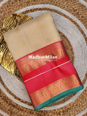 BENTEX BORDER SMALL CHECKS BUTTA SAREE CREAM PEACH