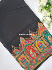 PASHMINA BROCADE SAREE BLACK