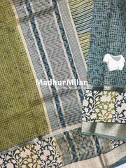 MODAL SILK SAREE PRINTED MEHNDI GREEN